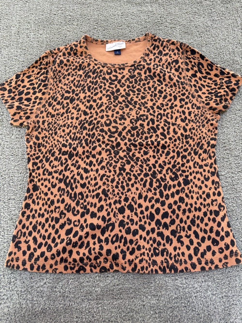 Leopard Print Short Sleeve Top - Rust/Black